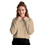 Blusa Moletom Careca Lisa Premium Slim Algodão Mácio Caqui