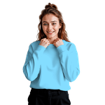 Blusa Moletom Careca Lisa Premium Slim Algodão Mácio Azul Bebe