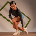 Coturno Molly Feminino Valentina com Fechamento Lateral e Atacador - Off White