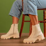 Coturno Molly Feminino Off White com Atacador
