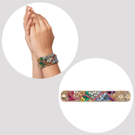 Pulseira Bordada com Pedraria Colorida