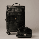 Necessaire em Couro Croco Preto