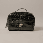 Necessaire em Couro Croco Preto