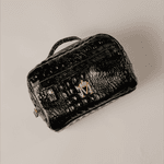 Necessaire em Couro Croco Preto