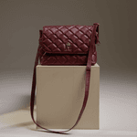 Bolsa em couro com Matelasse Vinho Cabernet Luiza