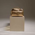 Necessaire em Couro Croco Dourado