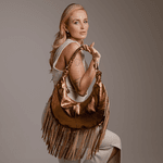 Bolsa em Couro Bronze com Franja Isabele