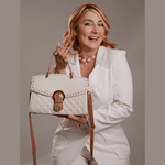 Bolsa em Couro Off White com Caramelo Solange