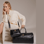 Kit de Mala de Viagem com Necessaire em Couro Croco Roberta