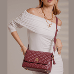 Bolsa em couro com Matelasse Vinho Cabernet Luiza