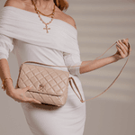 Bolsa em couro com Matelasse Nude Luiza