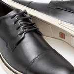 Sapato Casual de Couro Democrata Metropolitan Bay Preto Cadarço 273101-001