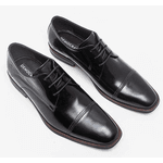Sapato Casual De Couro Democrata Metropolitan Clooney Preto de Amarrar 495102-001