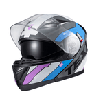 Capacete Texx Gladiator V3 Reisen - Azul/rosa/branco