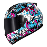 Capacete Race Tech Sector Monsters - Branco Azul.
