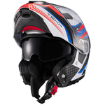 Capacete Texx Kratos Nômade - Branco/azul/vermelho