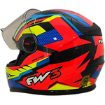 Capacete Fw3 Gtn Fox - Laranja/azul/amarelo