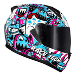 Capacete Race Tech Sector Monsters - Branco Azul.