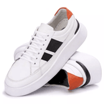 Tenis Masculino Confort Branco-Preto-Vermelho Porto Branco