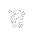 TRIO BRINCO BORBOLETA P M G PRATA 925