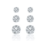 TRIO REDONDO ZIRCÔNIA CRISTAL PRATA 925