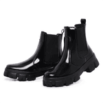 Bota Coturno Feminino Tratorada Chelsea Macia Confortável Preto Verniz