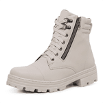 Bota Coturno Tratorado Zíper Vertical Feminino Off White
