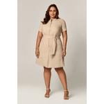 Vestido Curto com Detalhe Faixa com Argolas Nature MySize
