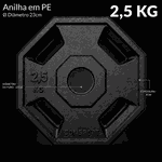 8 Anilhas 2,5kg Consport Revestida em ABS Peso Academia Treino Musculação