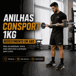 20 Anilhas 1kg Consport Revestida em ABS Peso Academia Treino Musculação