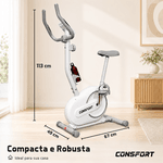 Bicicleta Vertical V-1000 Connect Bluetooth 8 Níveis Resistência Branco | Consport