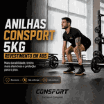 4 Anilhas 5kg Consport Revestida em ABS Peso Academia Treino Musculação