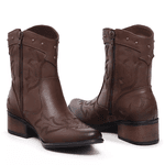 Bota Texana Maraisa Feminina Cano curto Marrom 