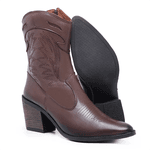 Bota Texana Ana Castela Feminina Bordada couro Preta