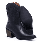 Bota Texana Ana Castela Feminina Bordada couro Preta