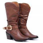 Bota Texana Lauana Feminina couro legítimo Havana