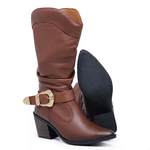 Bota Texana Lauana Feminina couro legítimo Havana