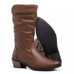 Bota Feminina Samara salto 3,5 couro legítimo Mocha mousse 