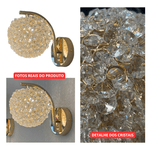 Arandela Luminária De Parede Globo com Cristal e Dourado Luxo Moderna Rg-001