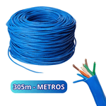 Cabo de Rede Lan U/UTP CAT5e Azul Para Internet 4 Pares 305m CMX 100% COBRE