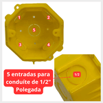 Caixinha Octagonal De Luz 3x3 Pequena de Embutir Amarela - Marca Ribeiro