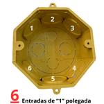 Caixinha de luz pvc Para Laje Octogonal 4x4 embutir reforçada cor amarelo - 12 unidades