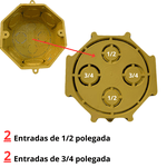 Caixinha de luz pvc Para Laje Octogonal 4x4 embutir reforçada cor amarelo - 12 unidades