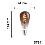 LÂMPADA LED FILAM. BLACK ST64 5W BC QUENTE 2200K E27 BIV