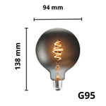 LÂMPADA LED FILAM. GLOBO BLACK G95 5W BC QUENTE 2200K E27 BIV