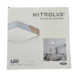 Luminária Painel Led de Sobrepor Quadrado com Detalhe Madeira Luz 3em1 PSQ- Branco Nitrolux