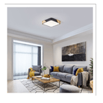 Luminária Painel Led de Sobrepor Quadrado com Detalhe Madeira Luz 3em1 PSQ- Preto Nitrolux