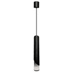 Luminária Pendente Tubo Preto Com Cristal Cilindro Luxo Moderno 8015