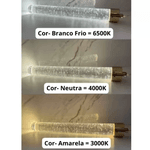 Pendente Led Tubo Cilíndrico Cristal Bolha 5w Dourado 3 temperaturas de cor 8109