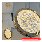 Pendente LED Cristal com Dourado 3 Cores de Luz 8117